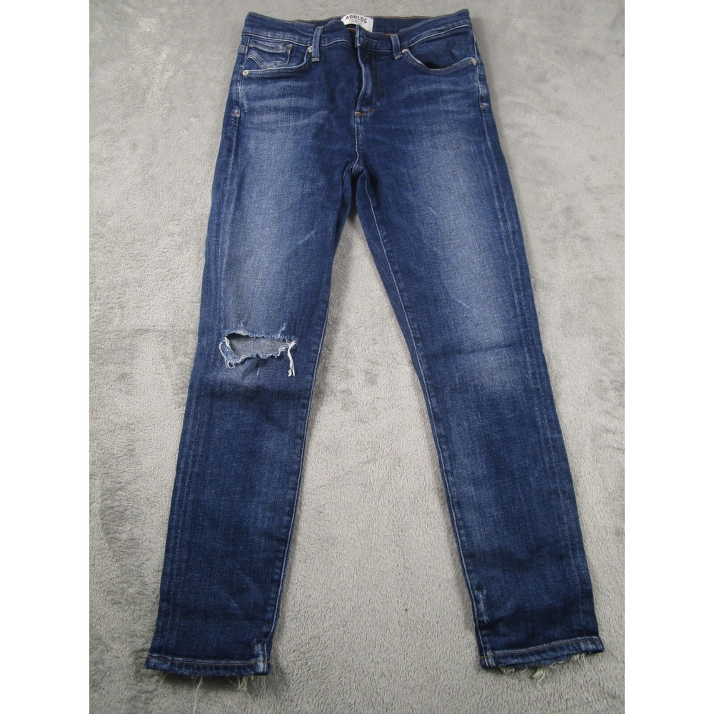 Agolde Jeans Womens‎ 26 Blue Denim Sophie Cropped Distressed Preppy Modern